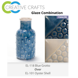 Blue Grotto EL118 over Oyster Shell EL101 Glaze Combination Blue Grotto EL118 over Oyster Shell EL101 Glaze Combination